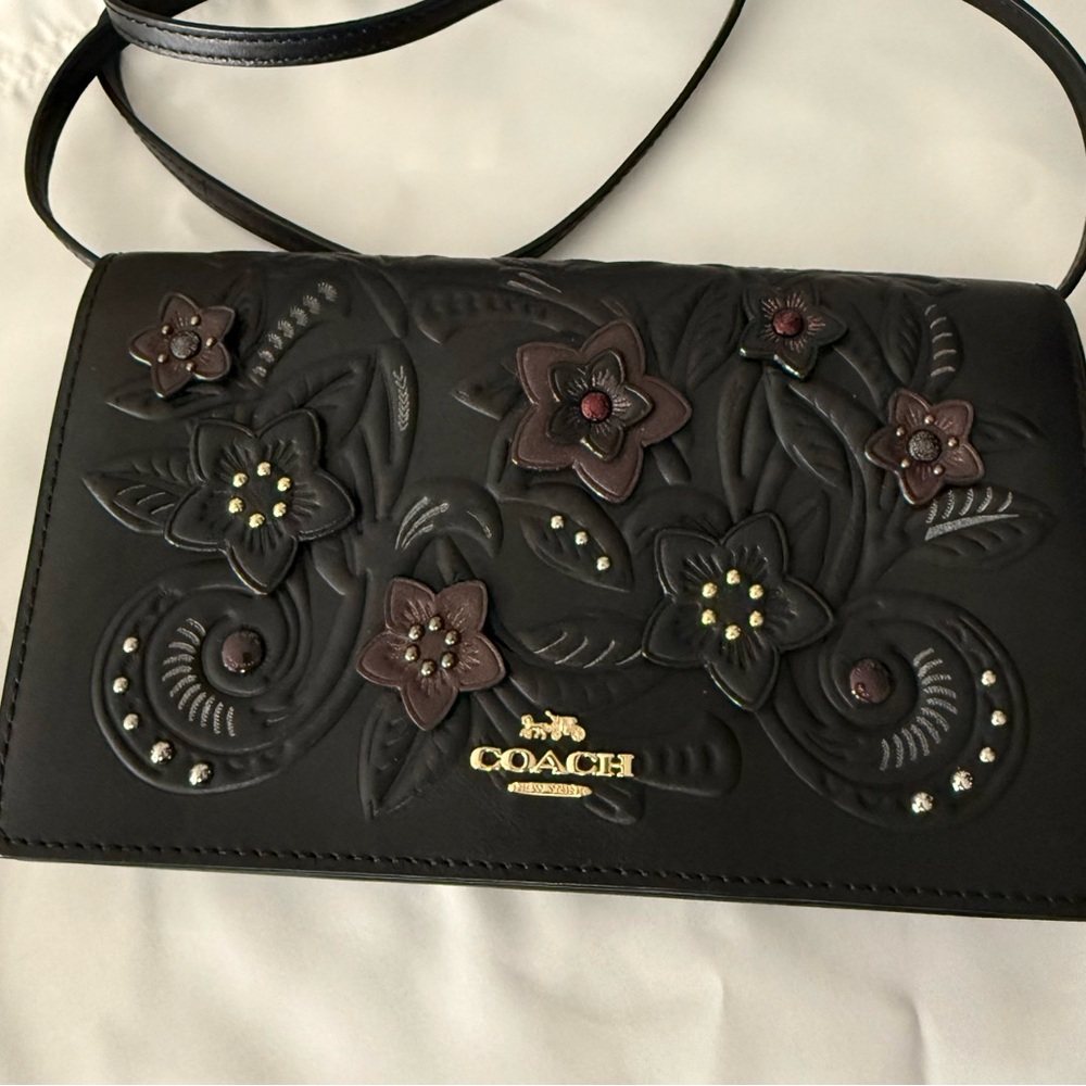 Coach Hayden Foldover Crossbody Clutch with Floral Tooling